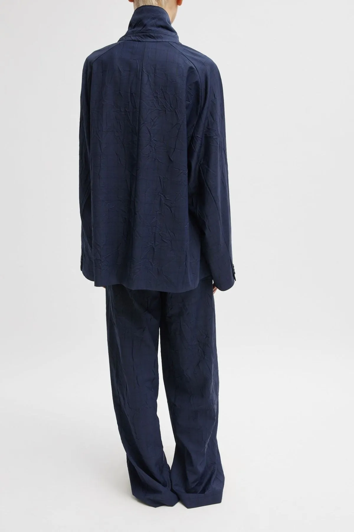 Womens Tibi Tibi Harold Suiting Wide Leg Pull On Pant - Navy Multi