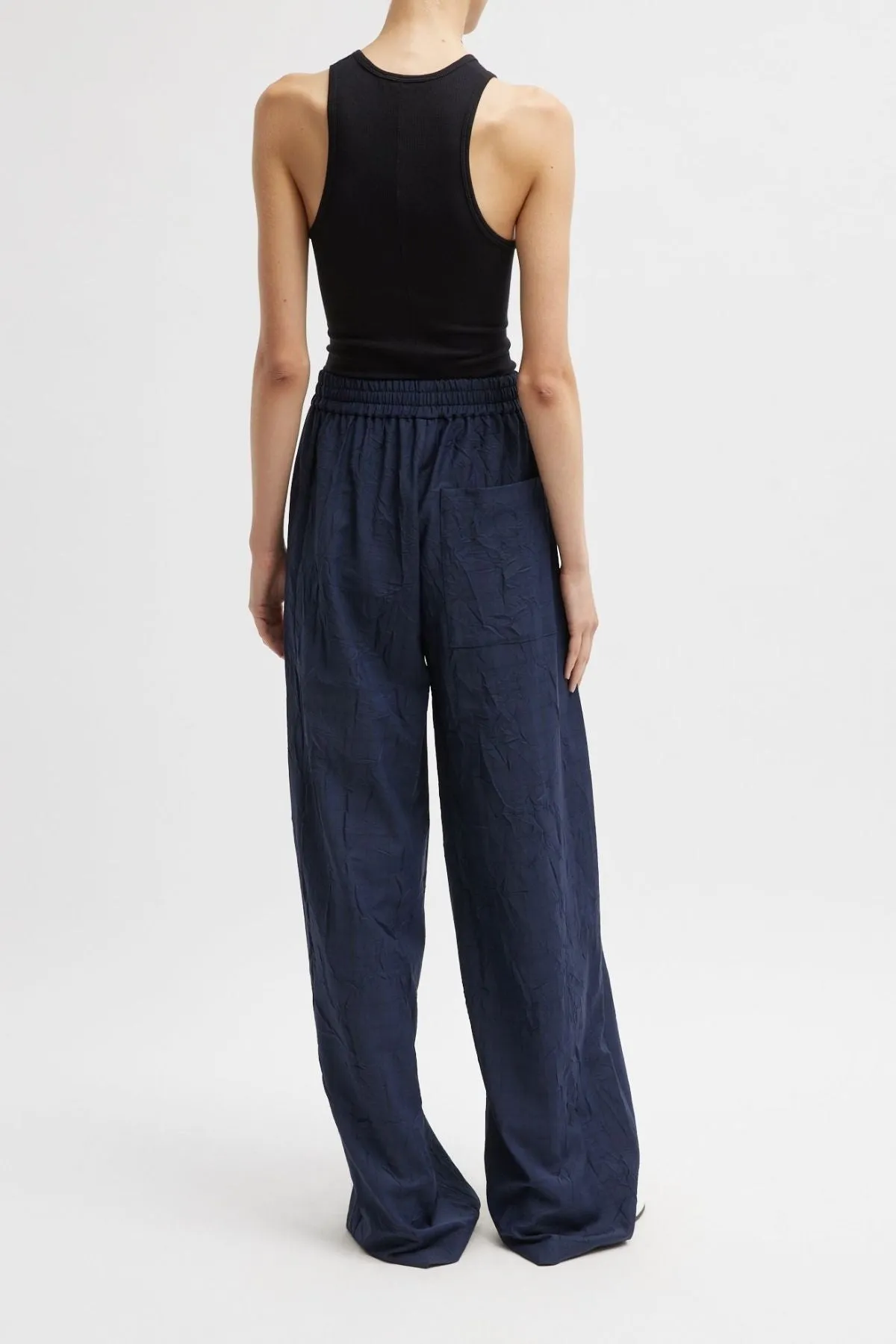 Womens Tibi Tibi Harold Suiting Wide Leg Pull On Pant - Navy Multi