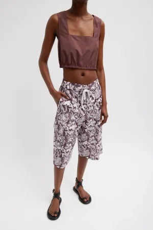 Womens Tibi Tibi Italian Sporty Nylon Cropped Square Neck Top - Cinnamon