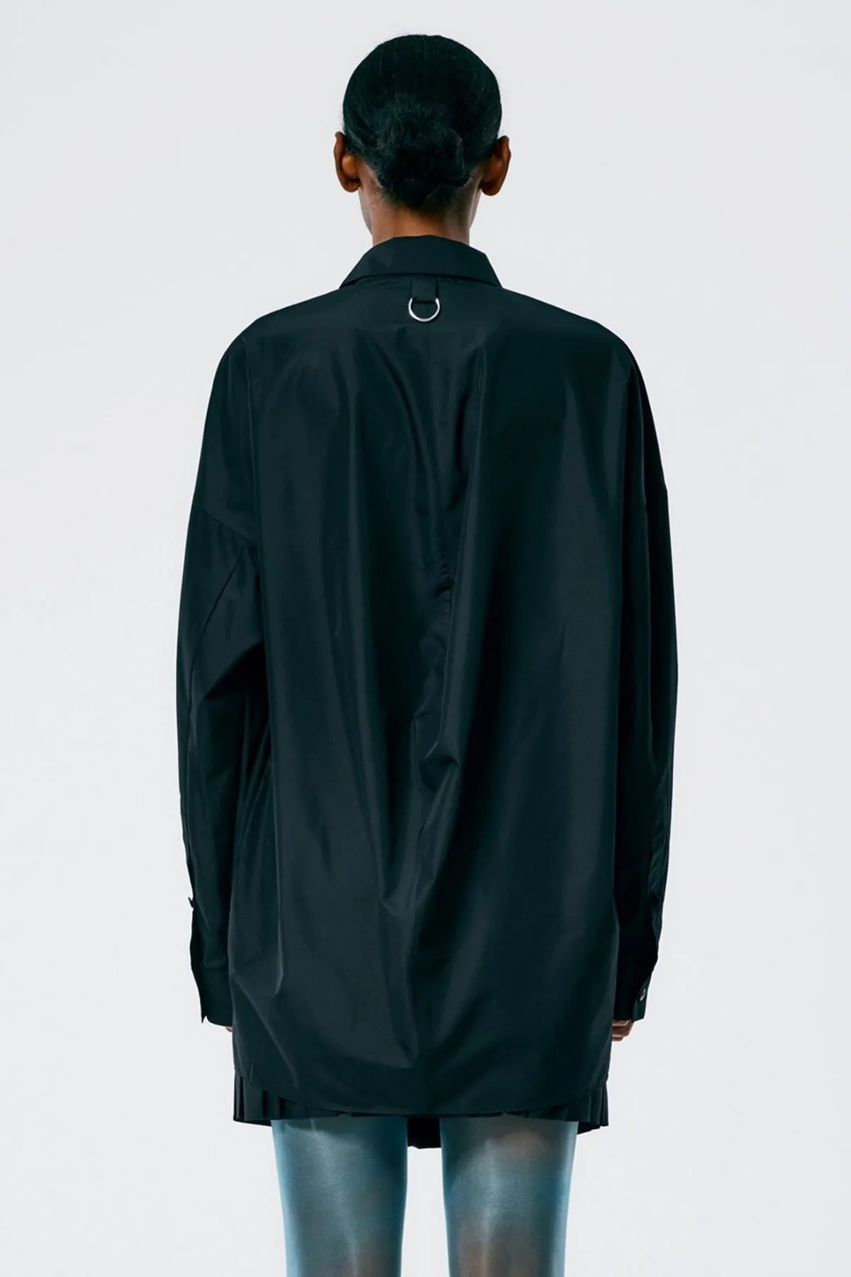 Womens Tibi Tibi Italian Sporty Nylon Shirt Cocoon Back - Black