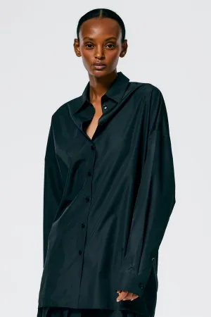 Womens Tibi Tibi Italian Sporty Nylon Shirt Cocoon Back - Black