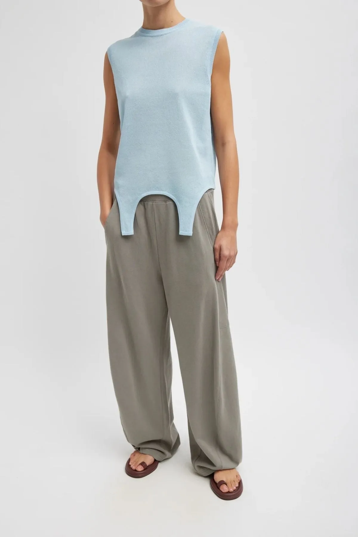 Womens Tibi Tibi Light Weight Sweatshirting Winslow Pant - Dark Stone