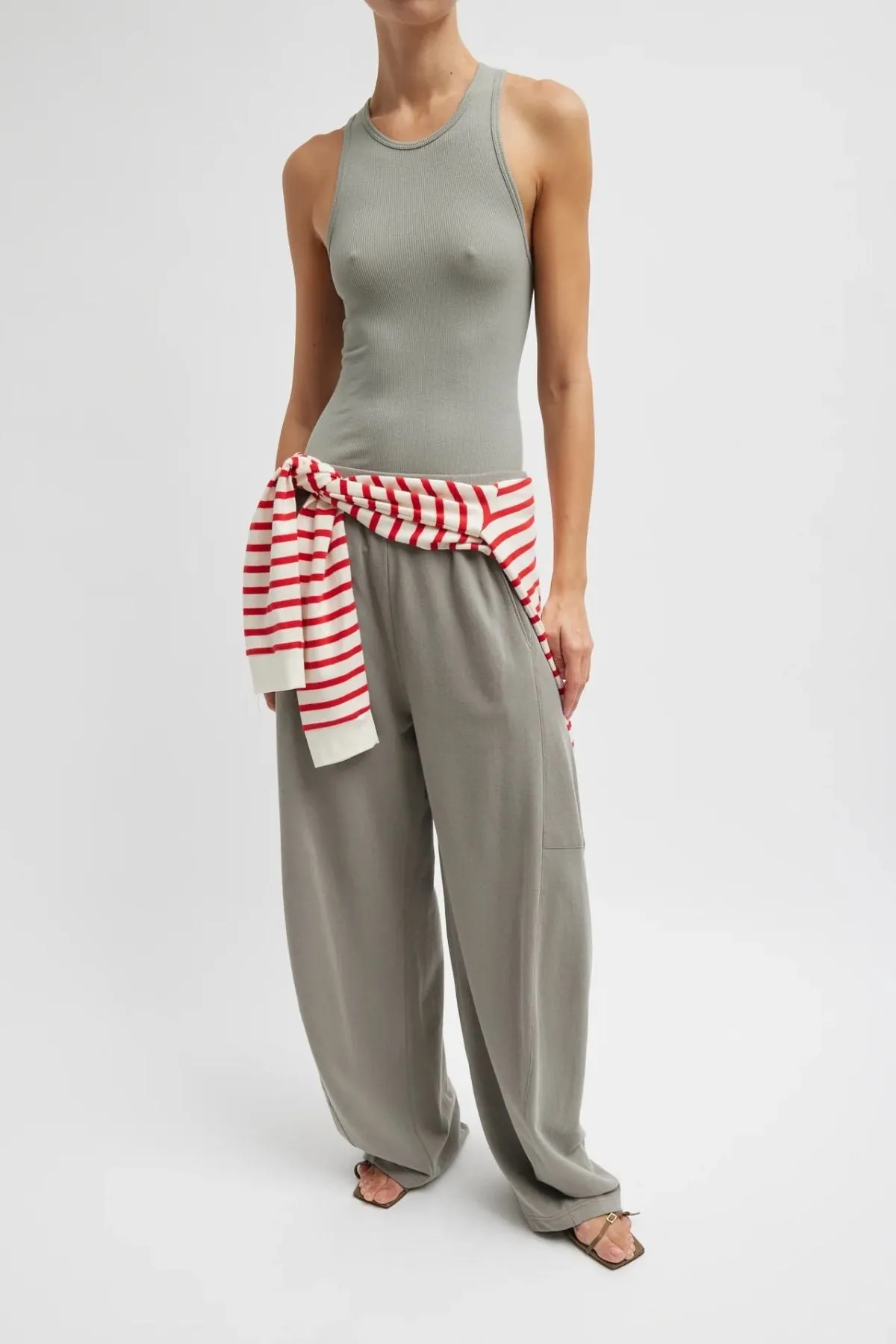 Womens Tibi Tibi Light Weight Sweatshirting Winslow Pant - Dark Stone