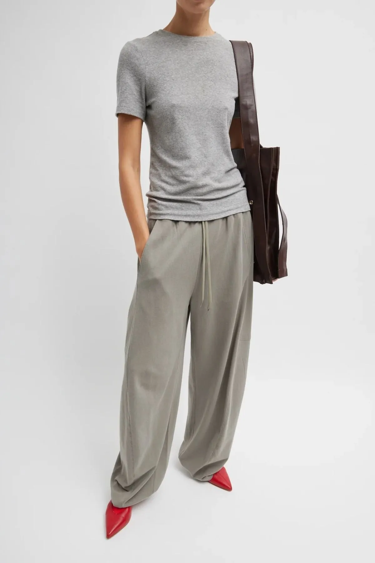 Womens Tibi Tibi Light Weight Sweatshirting Winslow Pant - Dark Stone