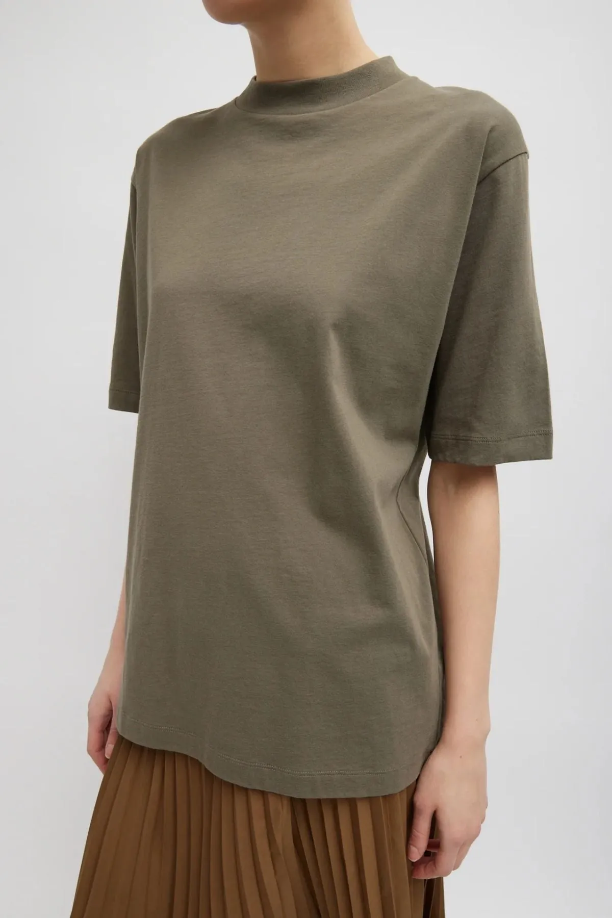 Womens Tibi Tibi Mock Neck Unisex T - Dune