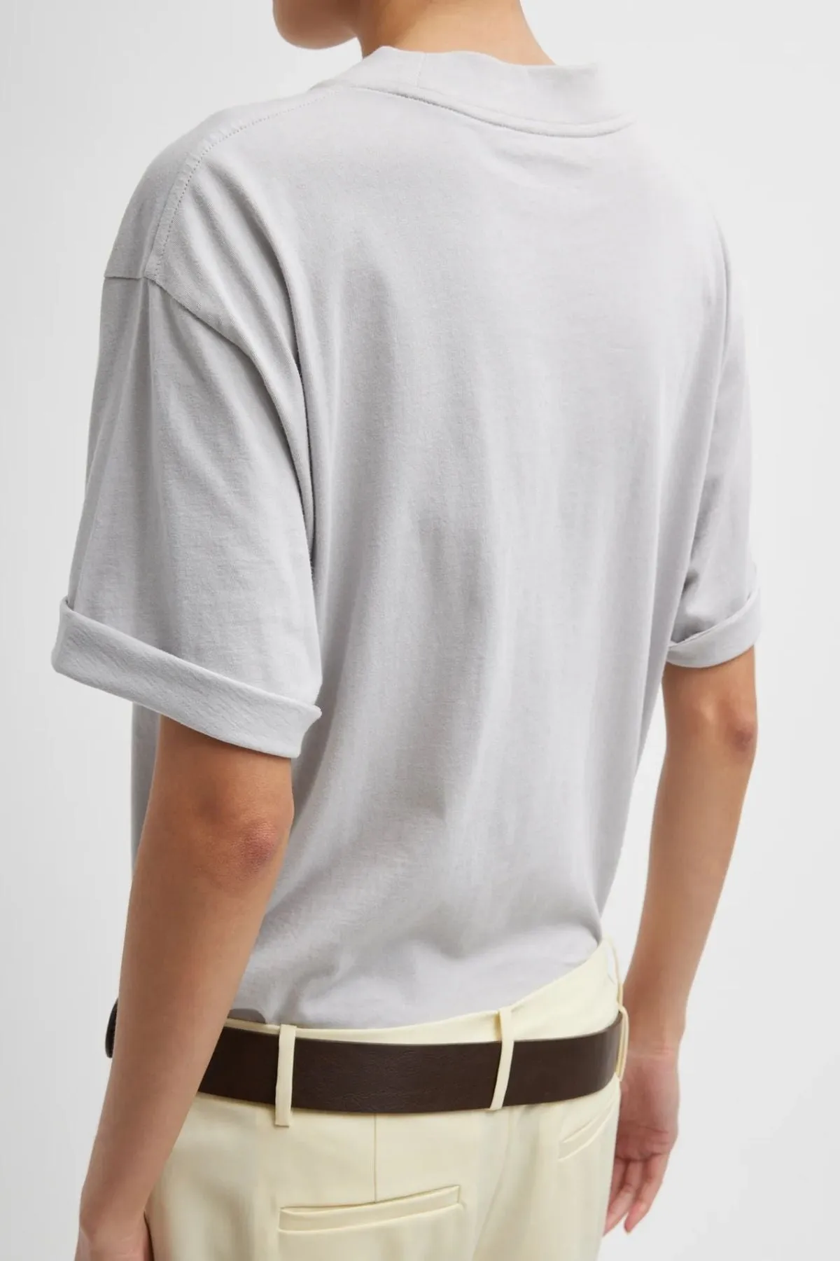 Womens Tibi Tibi Mock Neck Unisex T-Shirt - Greystone