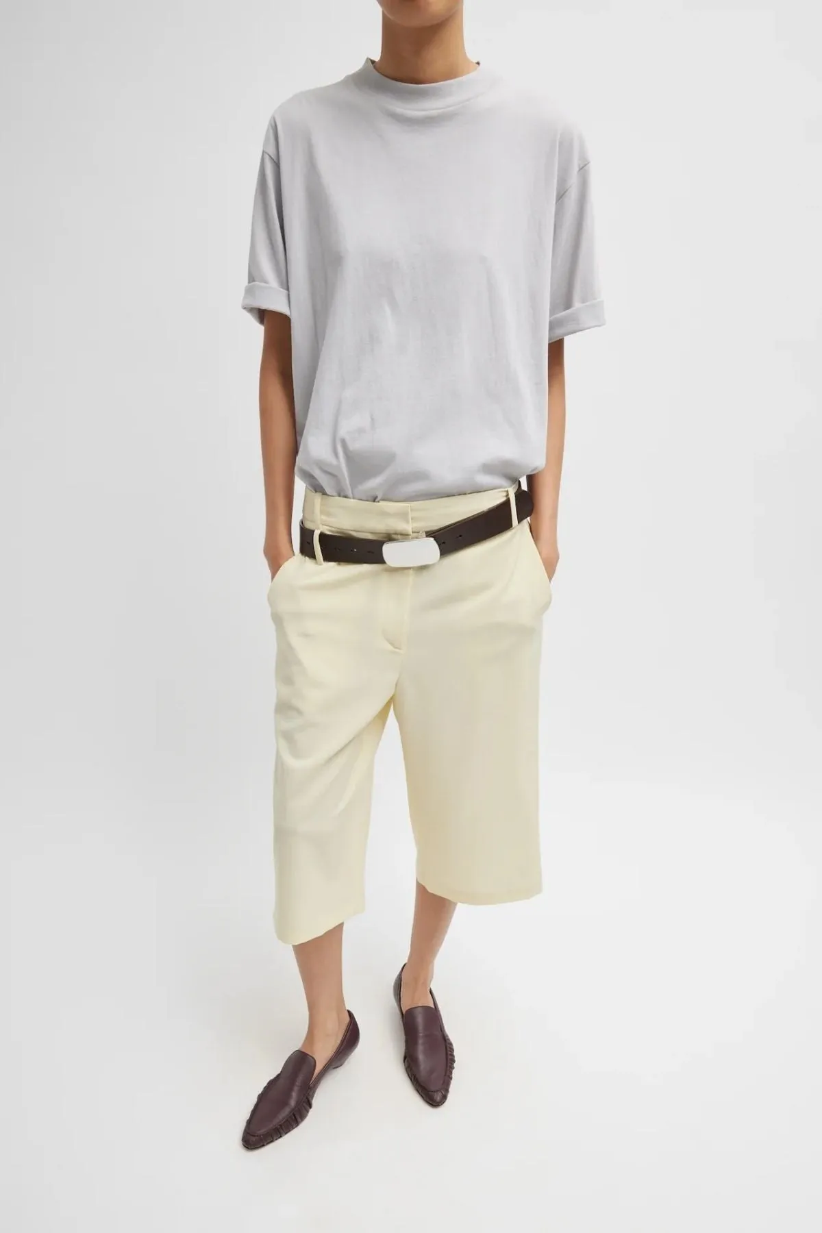 Womens Tibi Tibi Mock Neck Unisex T-Shirt - Greystone