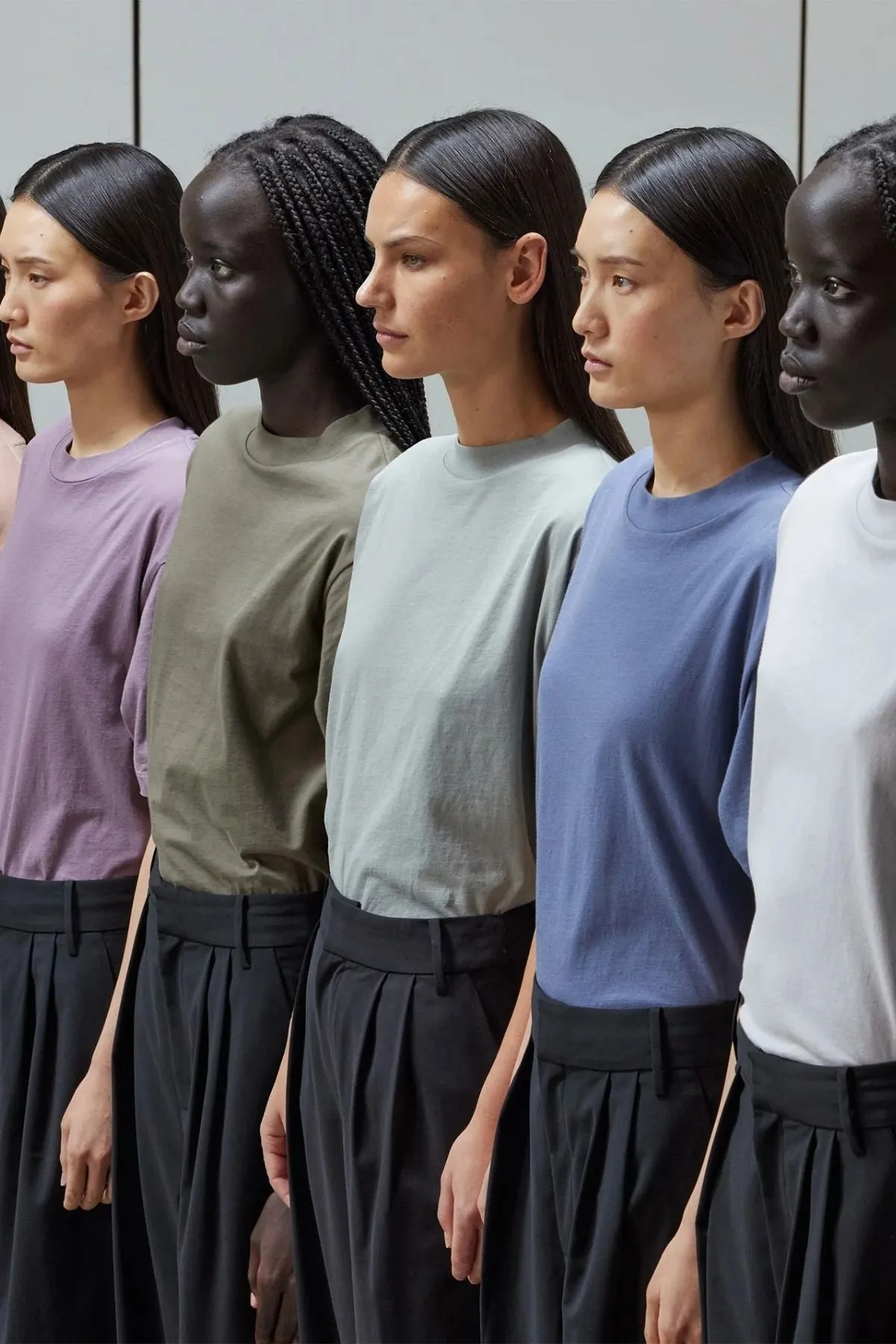 Womens Tibi Tibi Mock Neck Unisex T-Shirt - Greystone