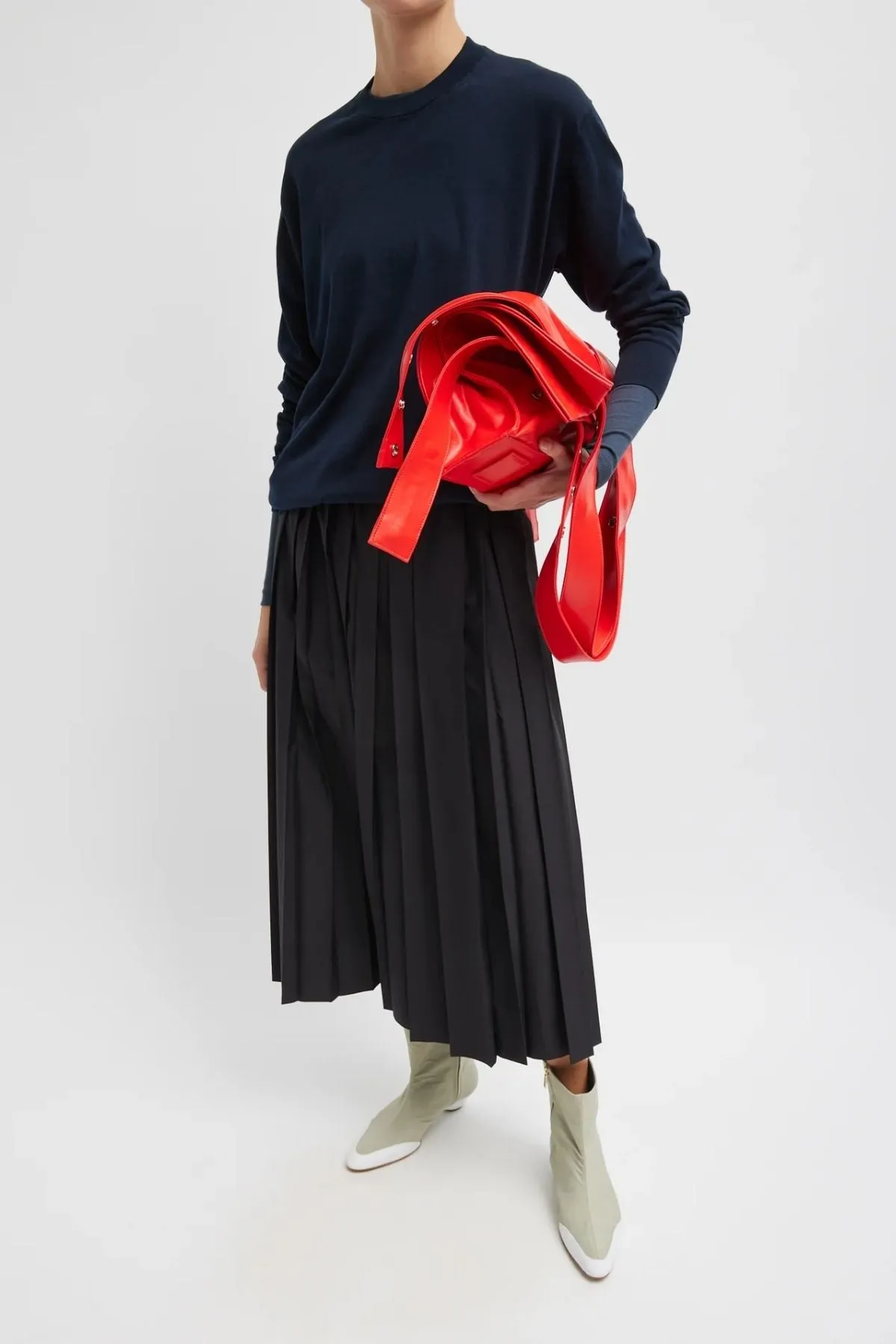Womens Tibi Tibi Nylon Pleated Pull On Skirt - Black