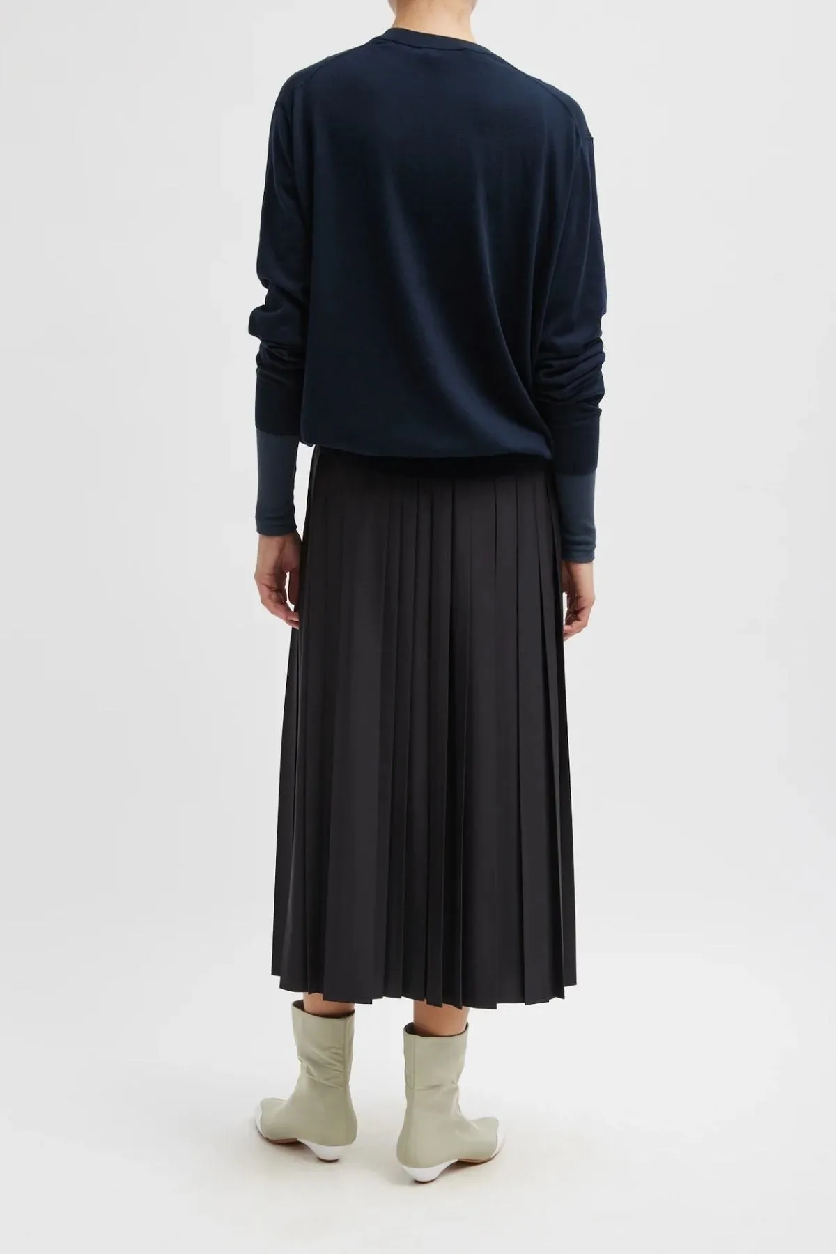 Womens Tibi Tibi Nylon Pleated Pull On Skirt - Black