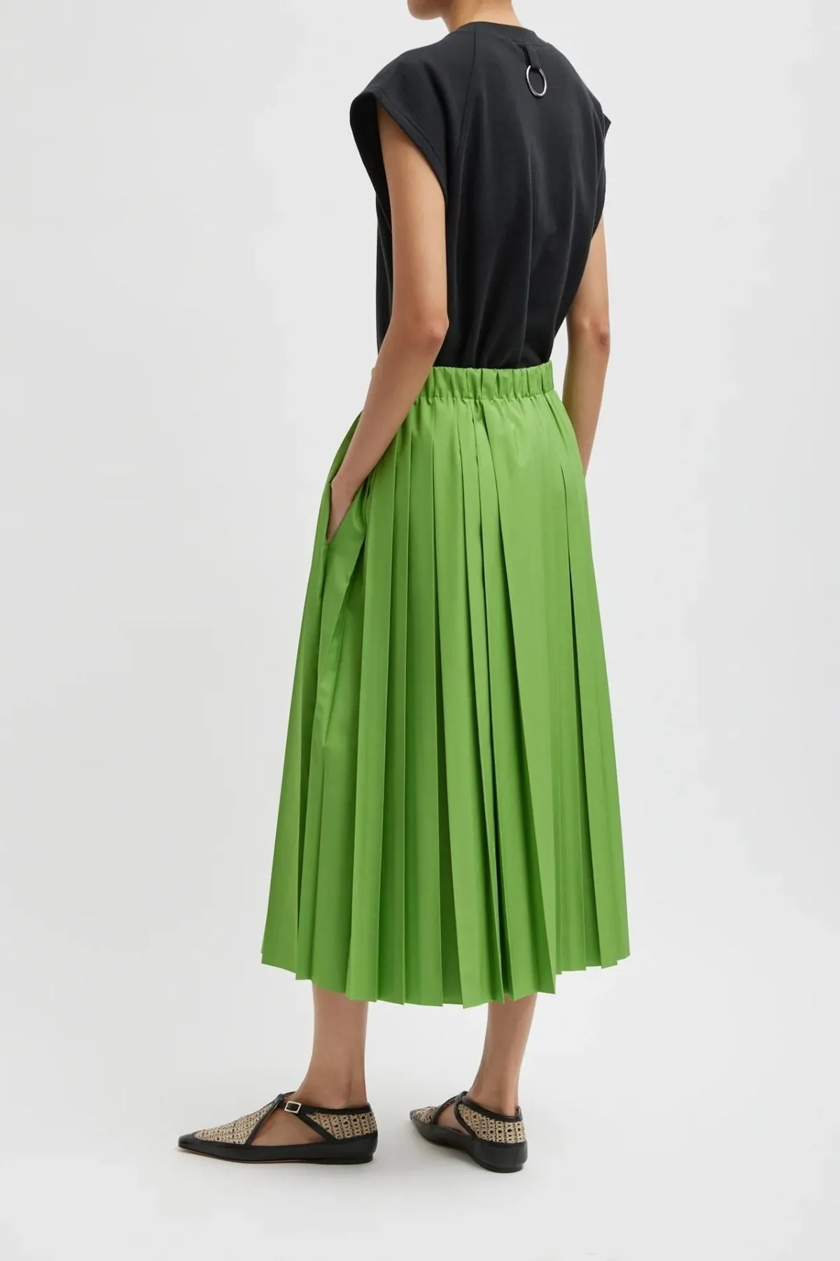 Womens Tibi Tibi Nylon Pleated Pull On Skirt - Lime