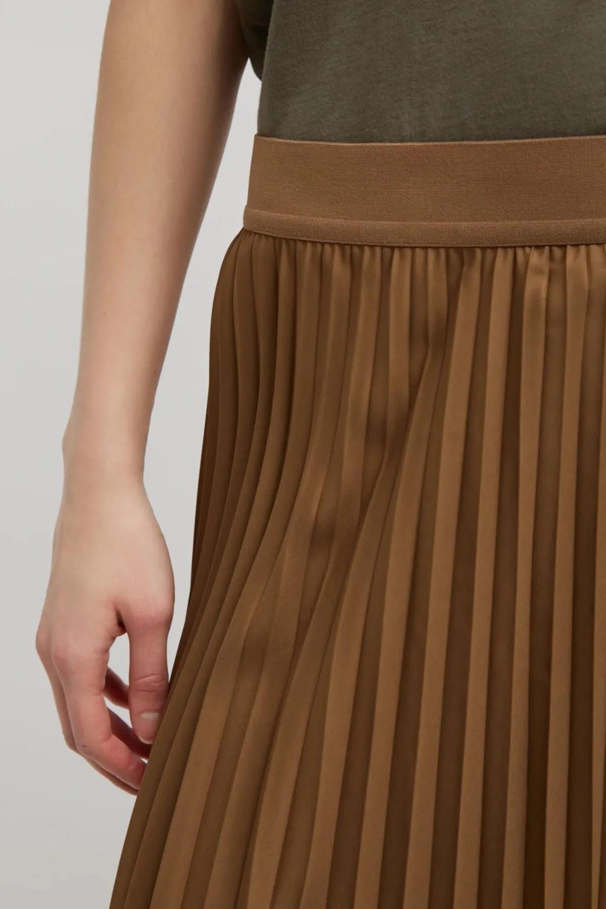 Womens Tibi Tibi Nylon Pleating Sunray Pull on Skirt - Loden