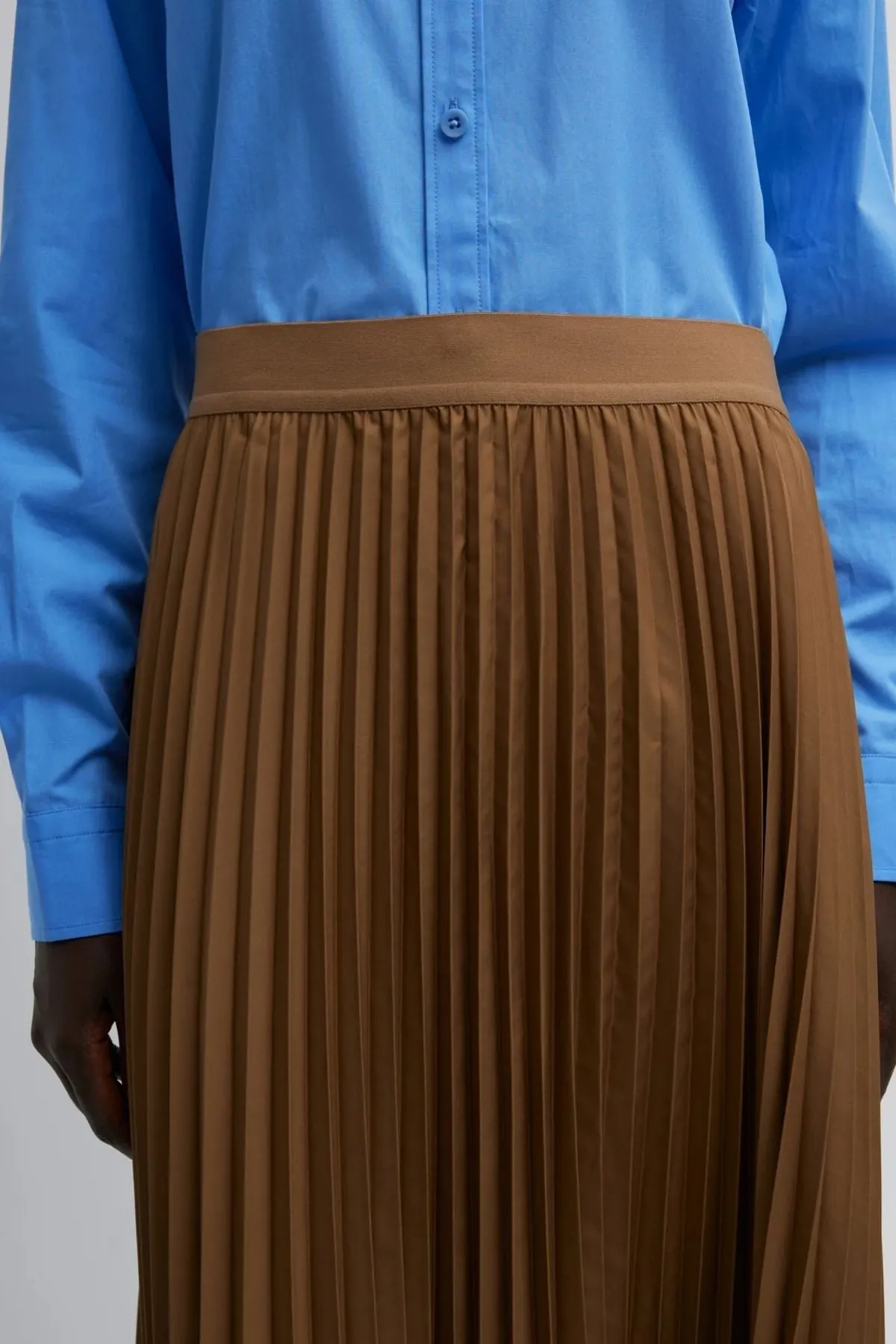 Womens Tibi Tibi Nylon Pleating Sunray Pull on Skirt - Loden