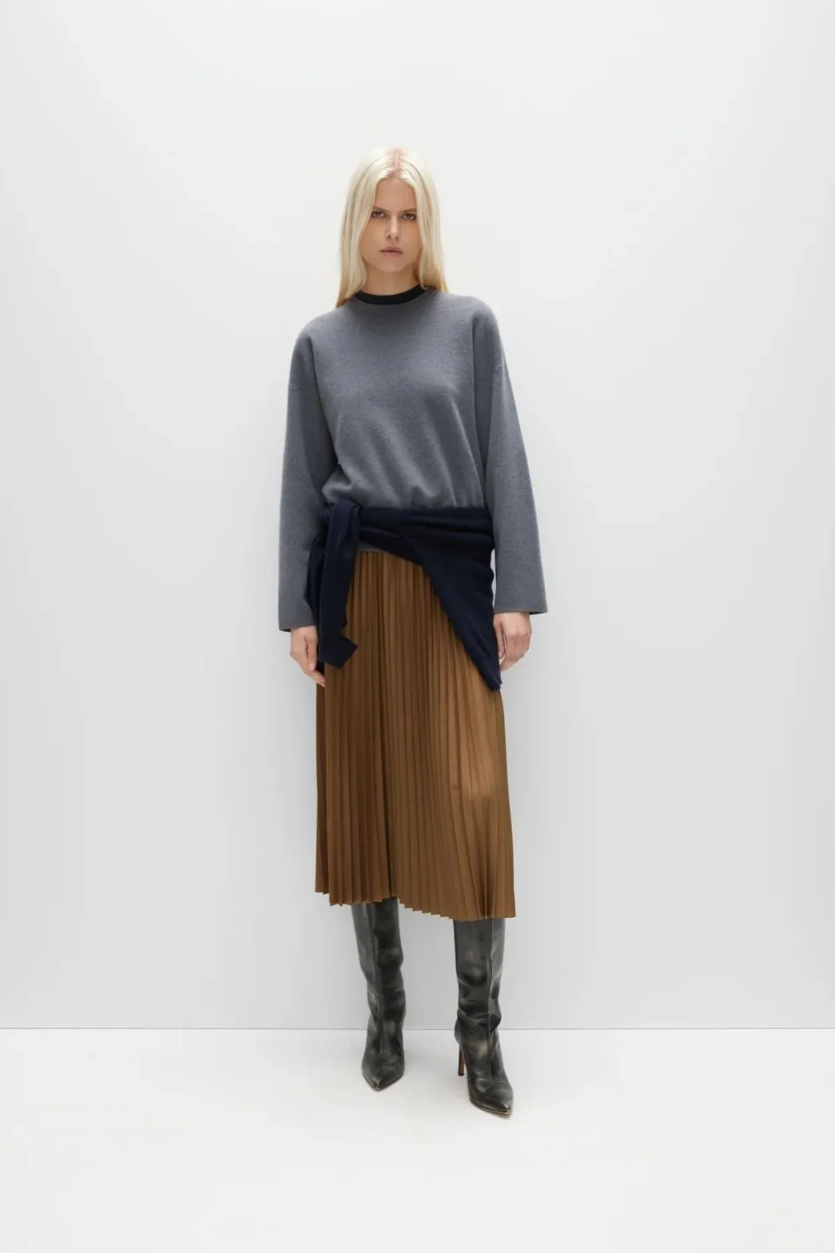 Womens Tibi Tibi Nylon Pleating Sunray Pull on Skirt - Loden