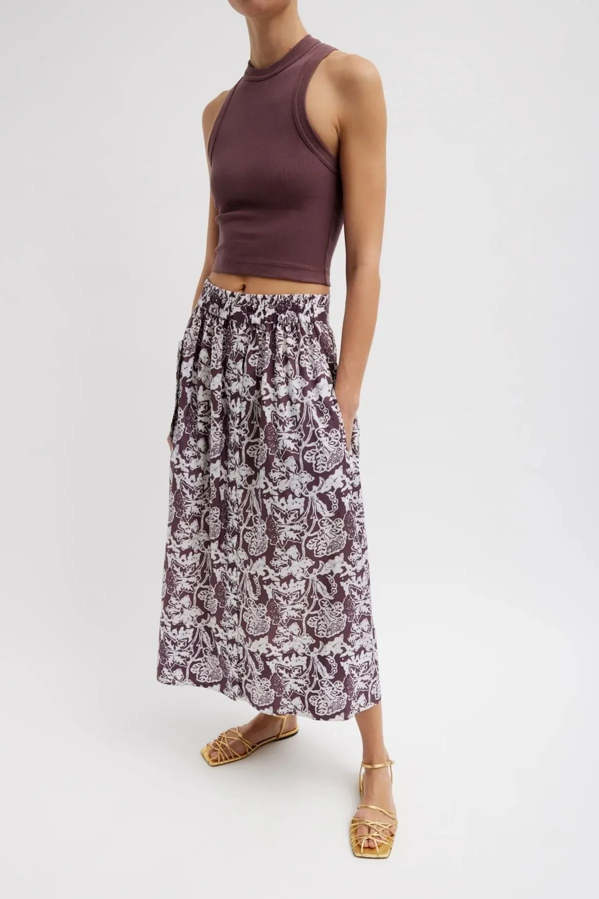 Womens Tibi Tibi Ribbed T Cropped Tank - Cinnamon