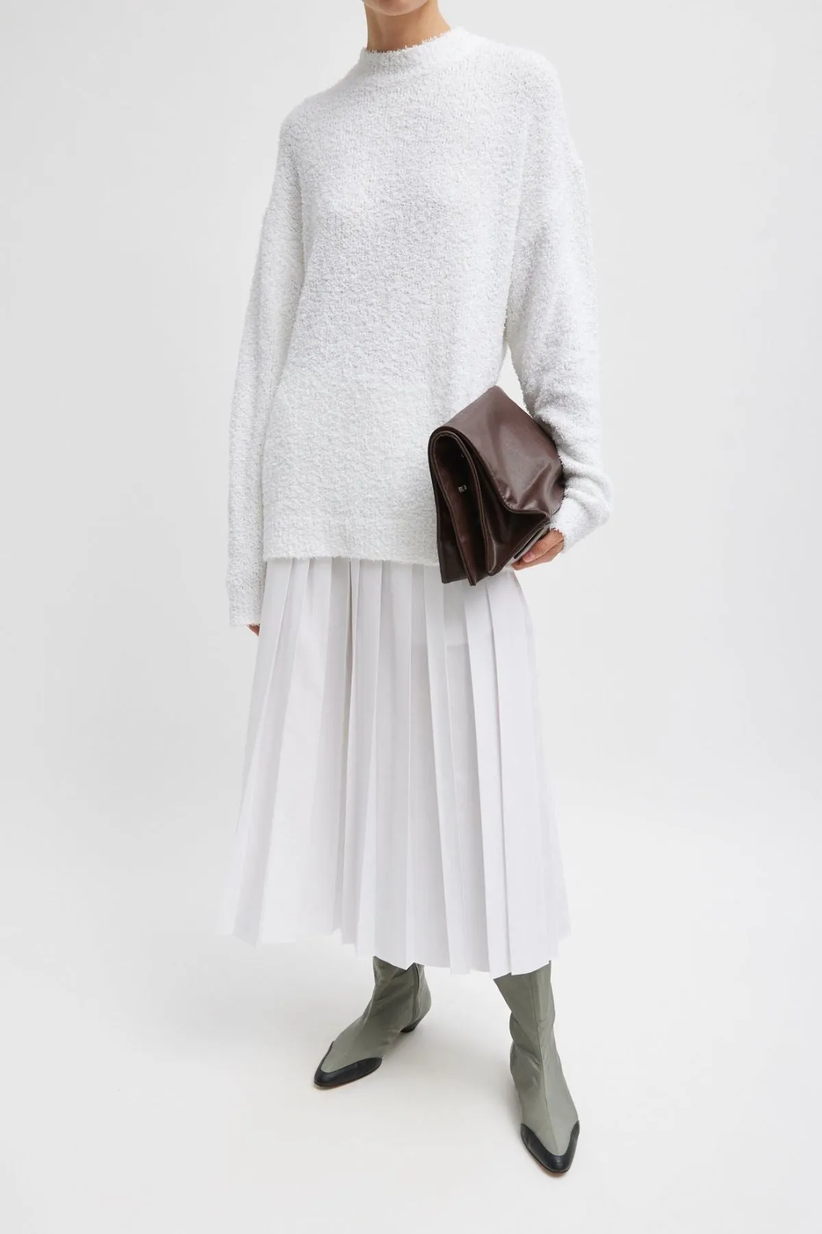 Womens Tibi Tibi Serviette Crewneck Easy Pullover - Optic White