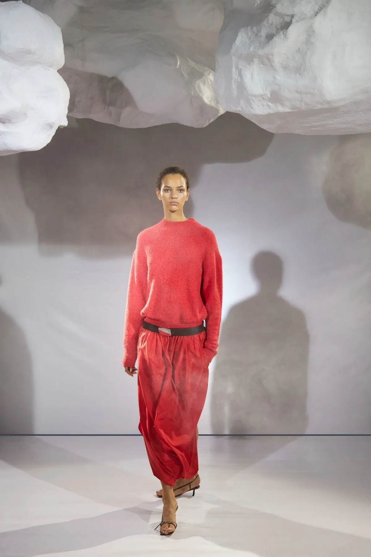 Womens Tibi Tibi Serviette Crewneck Easy Pullover - Red