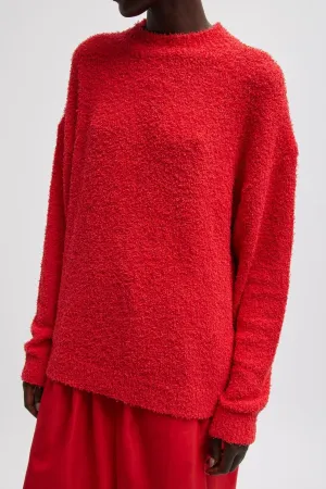 Womens Tibi Tibi Serviette Crewneck Easy Pullover - Red