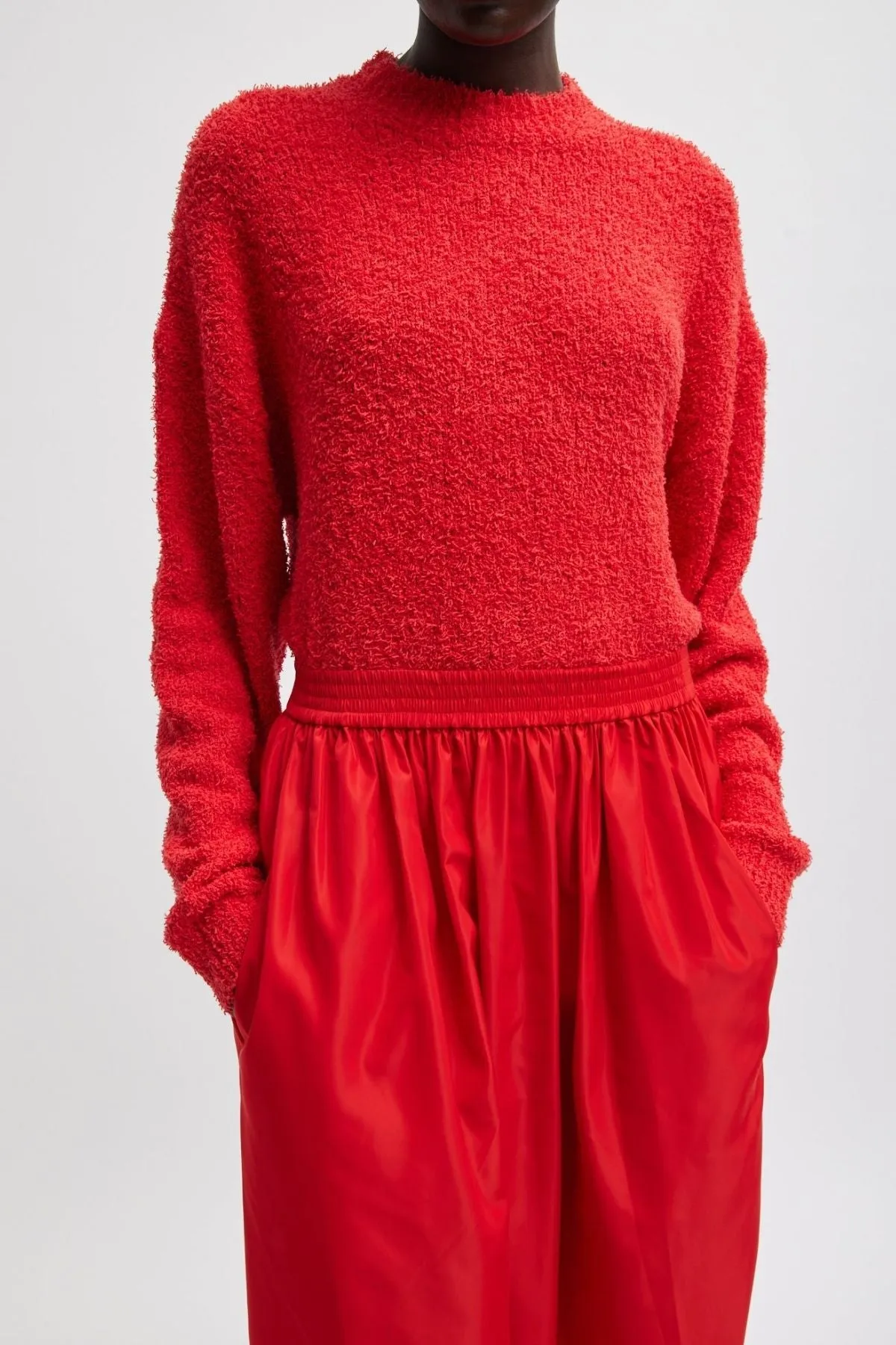 Womens Tibi Tibi Serviette Crewneck Easy Pullover - Red