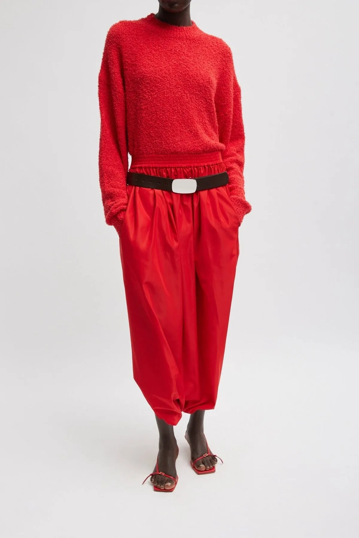 Womens Tibi Tibi Serviette Crewneck Easy Pullover - Red
