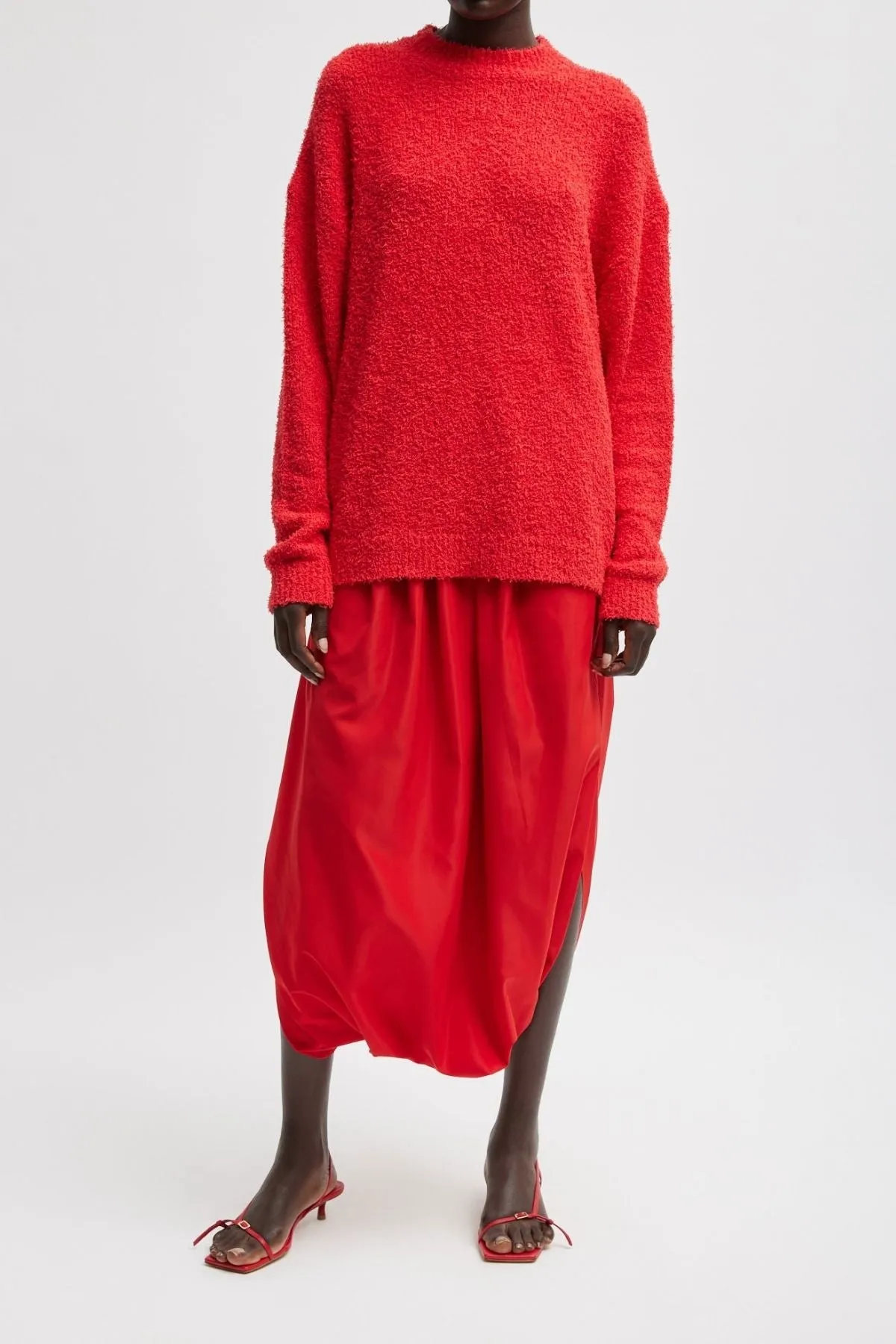 Womens Tibi Tibi Serviette Crewneck Easy Pullover - Red