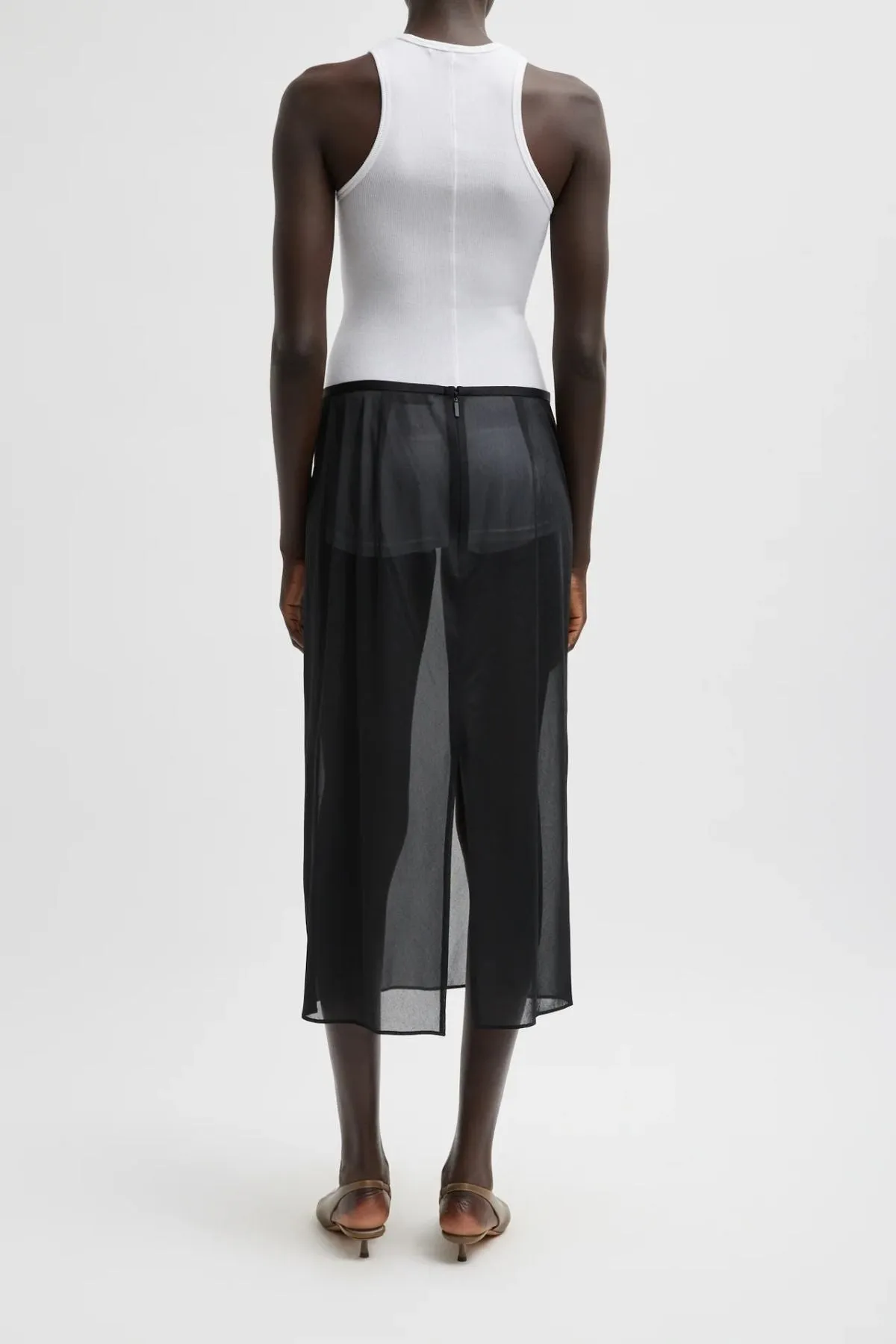 Womens Tibi Tibi Sheer Gauze Midi Pencil Skirt - Black