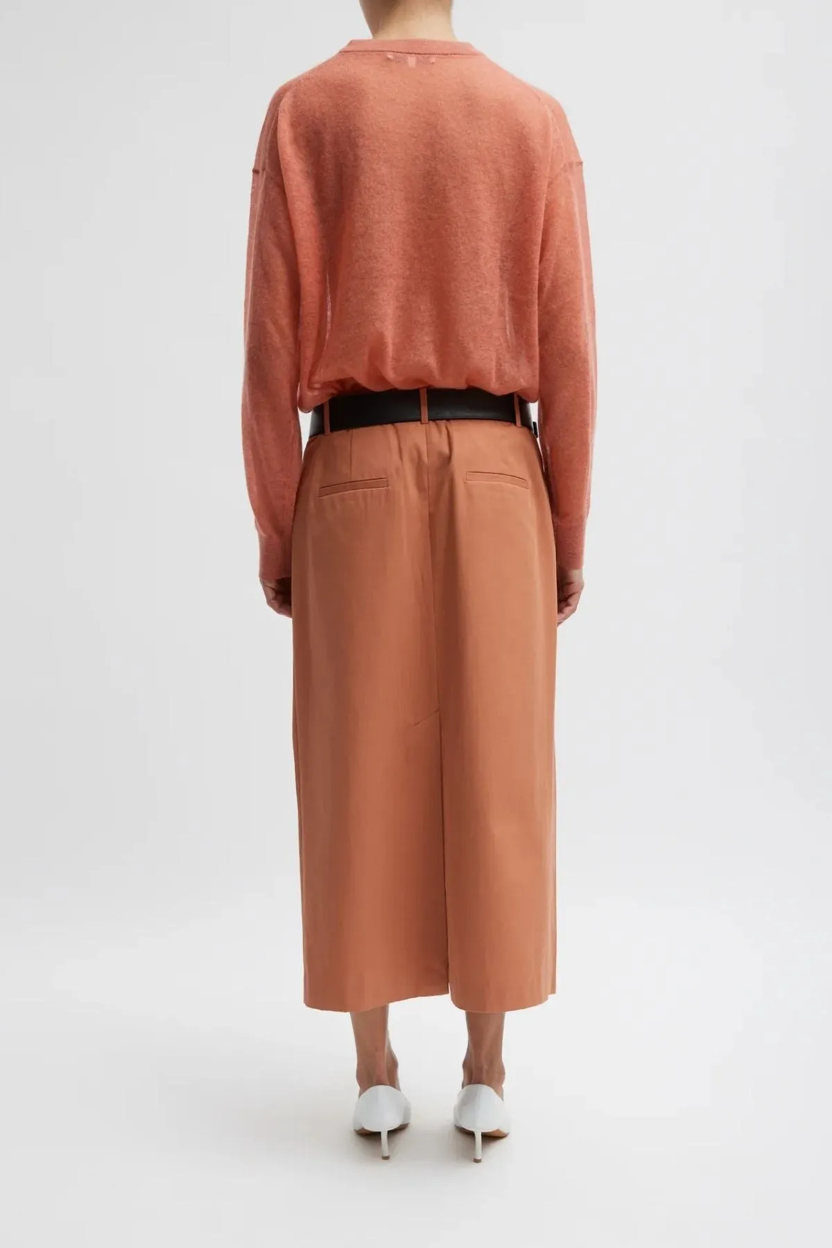 Womens Tibi Tibi Sheer Sweater Crewneck Easy Pullover - Pink Clay