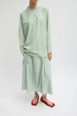 Womens Tibi Tibi Shirred Nylon Hoodie - Lido Green