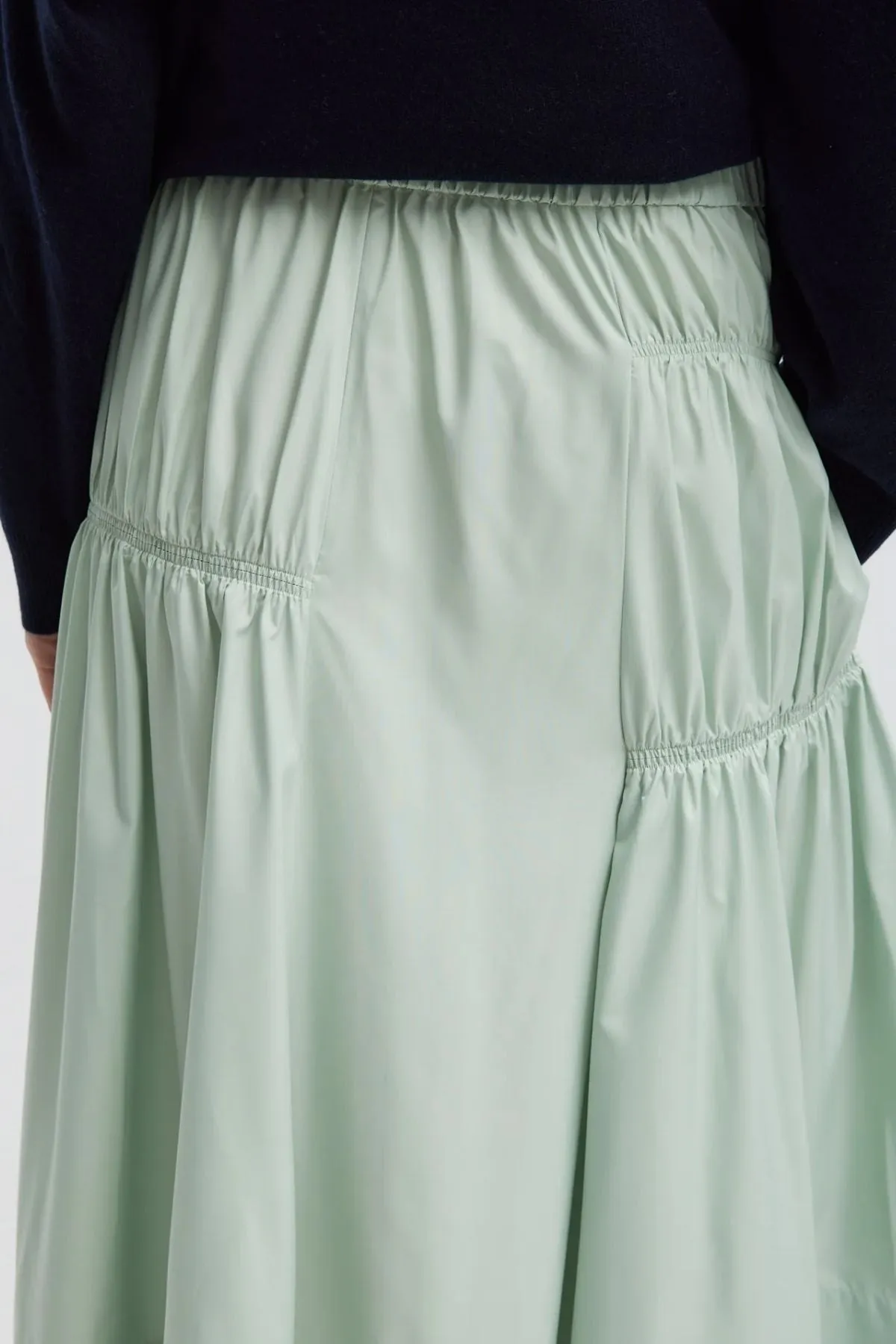 Womens Tibi Tibi Shirred Nylon Panelled Skirt - Lido Green