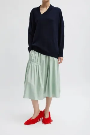 Womens Tibi Tibi Shirred Nylon Panelled Skirt - Lido Green