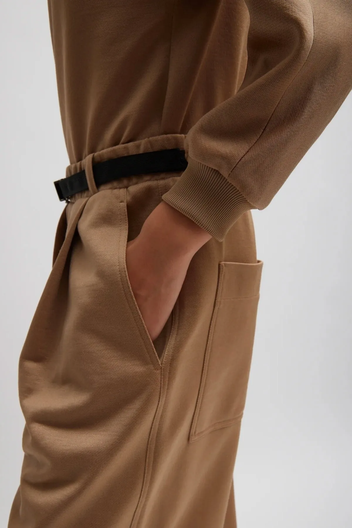 Womens Tibi Tibi Silk Terry Pleated Pull On Pant - Granola