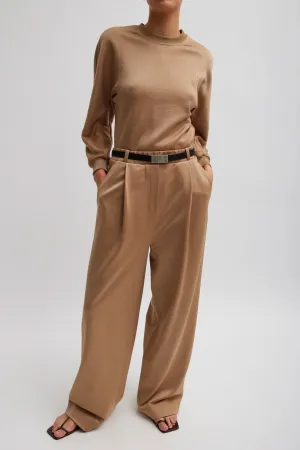 Womens Tibi Tibi Silk Terry Pleated Pull On Pant - Granola