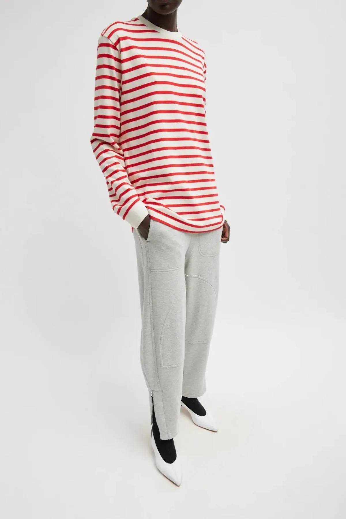 Womens Tibi Tibi Striped Perfect Unisex Long Sleeve T - Red