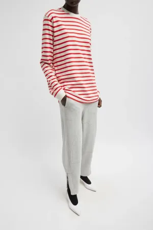 Womens Tibi Tibi Striped Perfect Unisex Long Sleeve T - Red