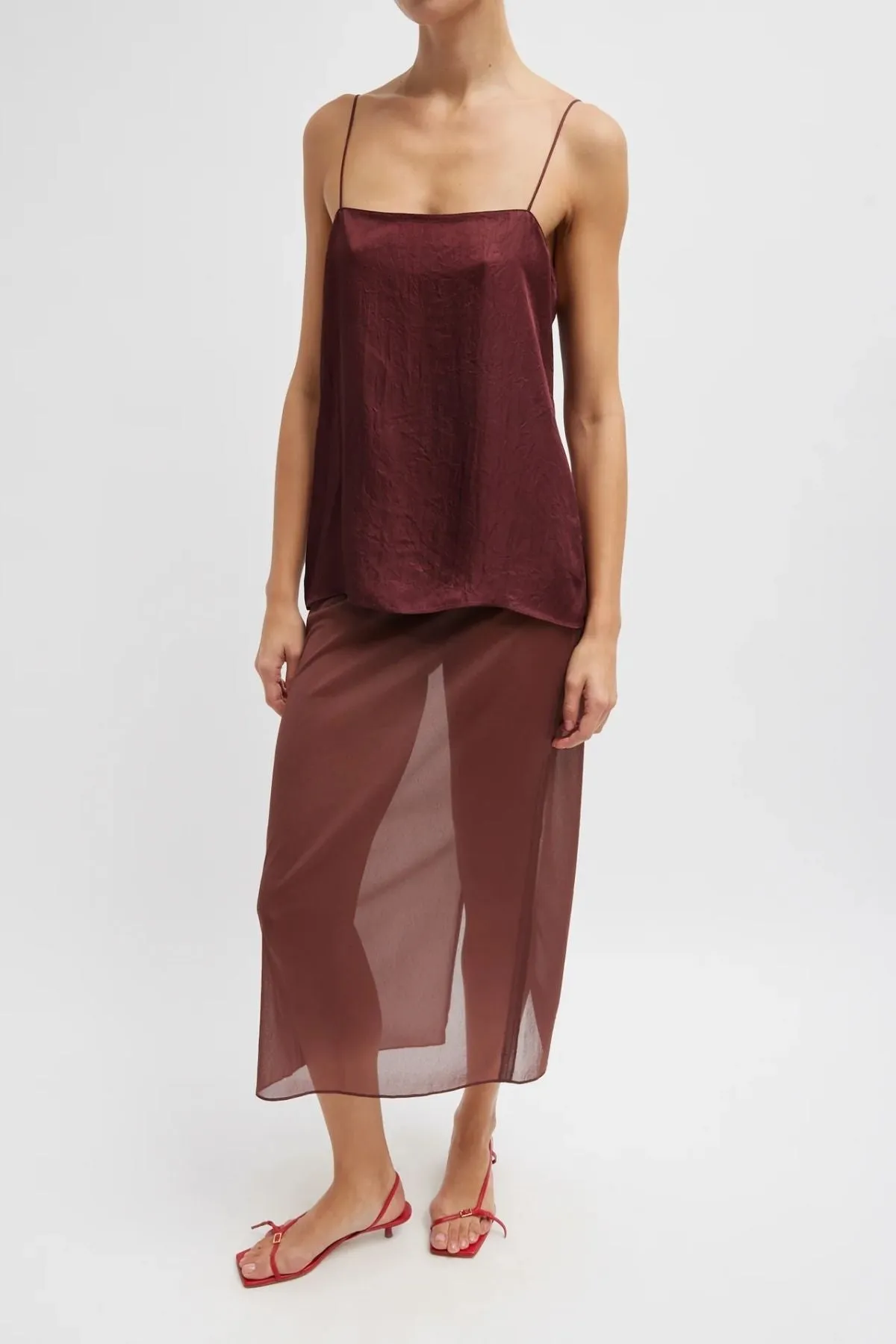 Womens Tibi Tibi The Slip Cami - Port Wine