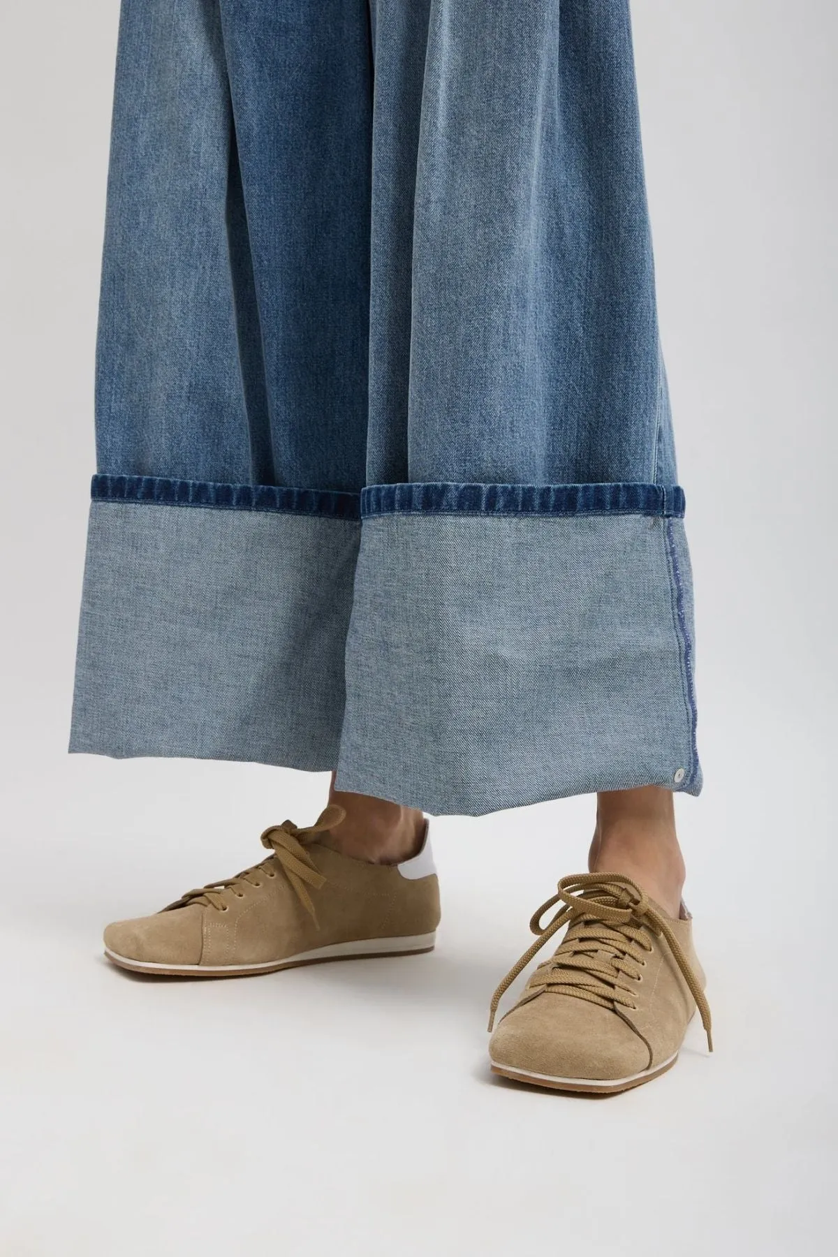 Womens Tibi Tibi Triple Pleat Spring Denim Pant - Classic Blue