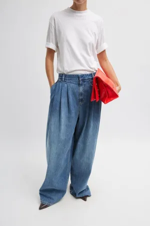Womens Tibi Tibi Triple Pleat Spring Denim Pant - Classic Blue