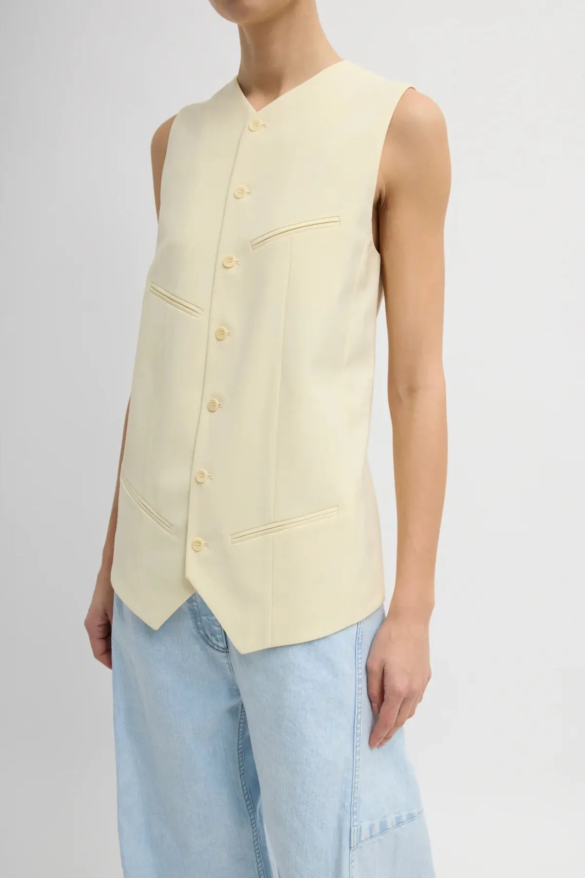 Womens Tibi Tibi Tropical Wool Easy Vest - Ivory
