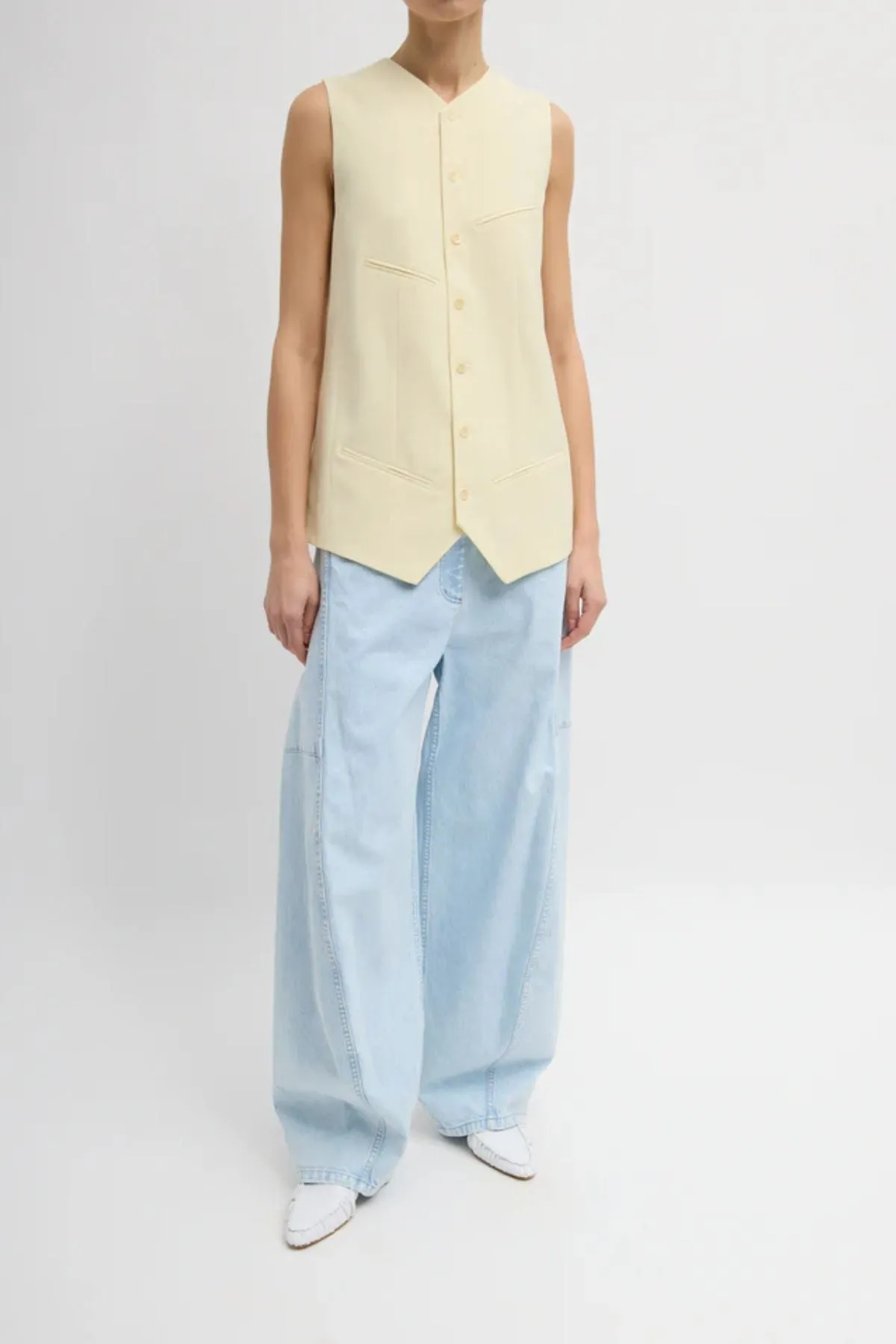 Womens Tibi Tibi Tropical Wool Easy Vest - Ivory