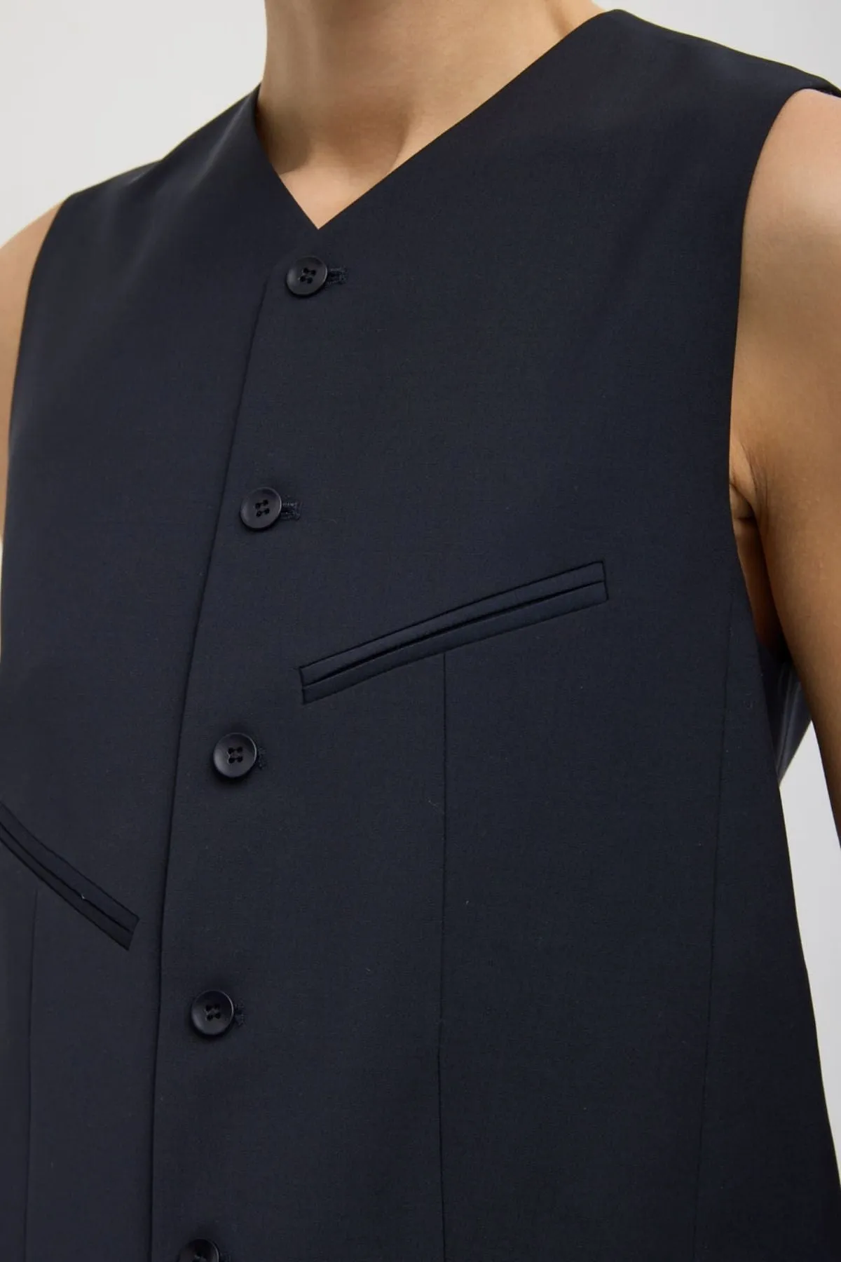 Womens Tibi Tibi Tropical Wool Easy Vest - Navy