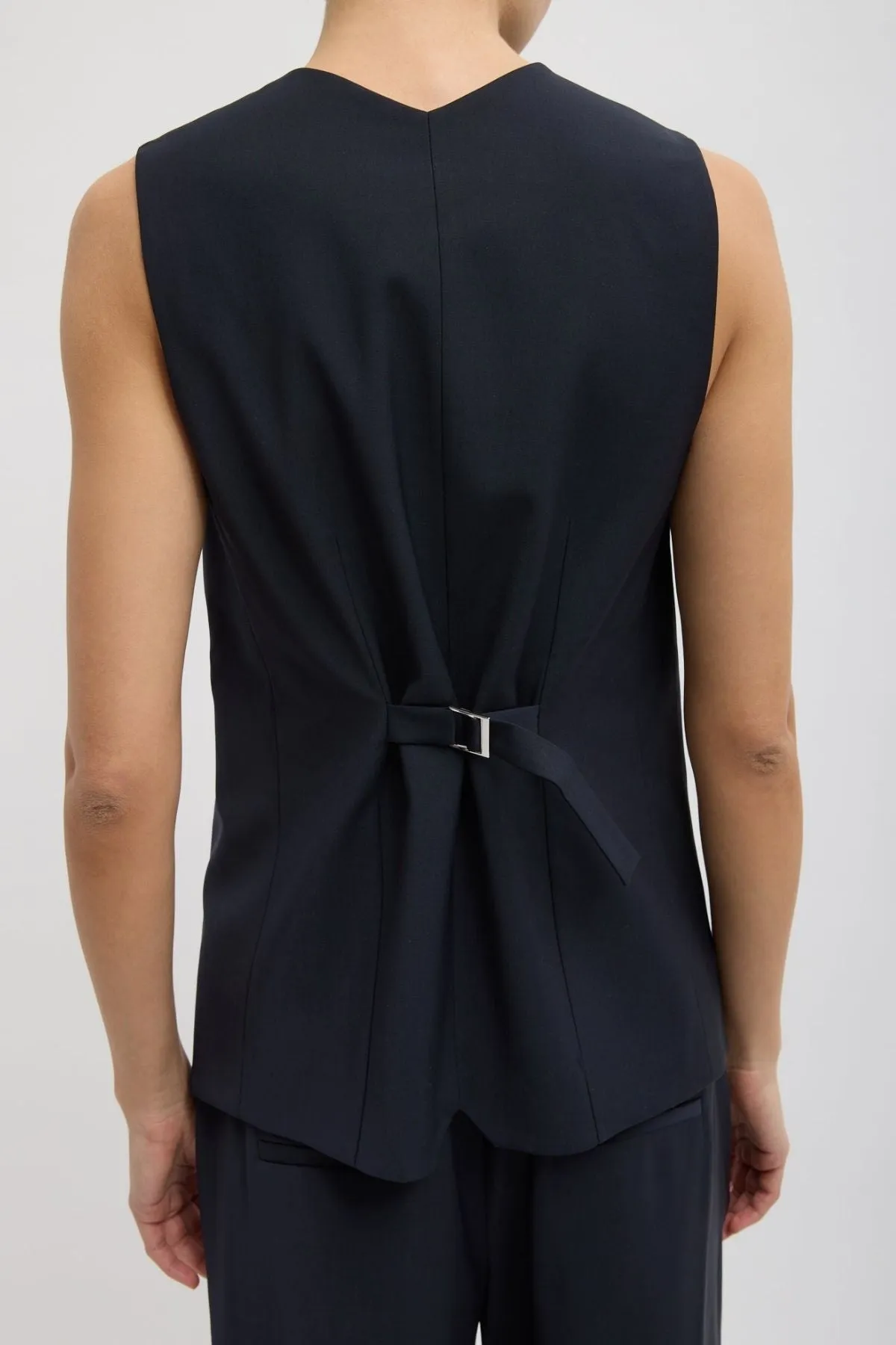 Womens Tibi Tibi Tropical Wool Easy Vest - Navy