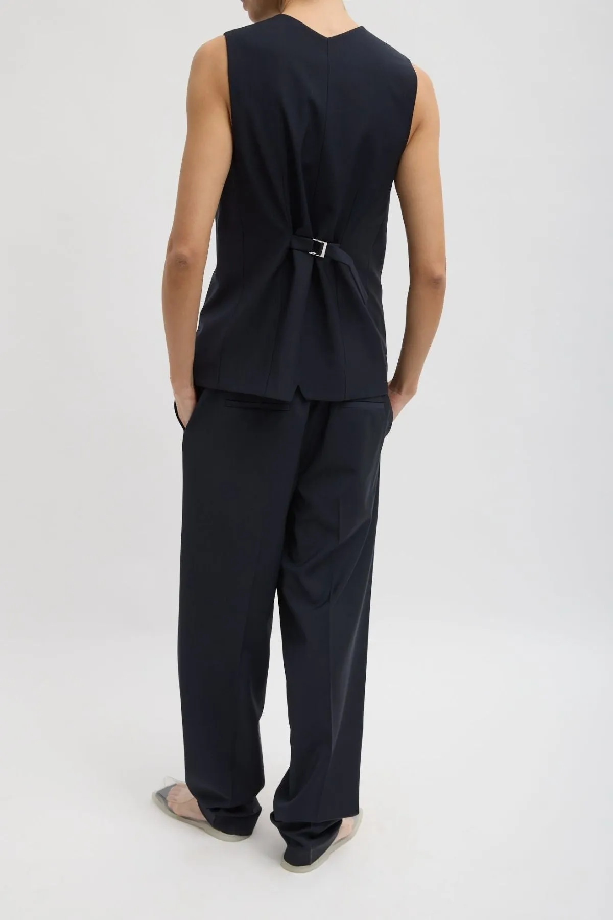 Womens Tibi Tibi Tropical Wool Easy Vest - Navy