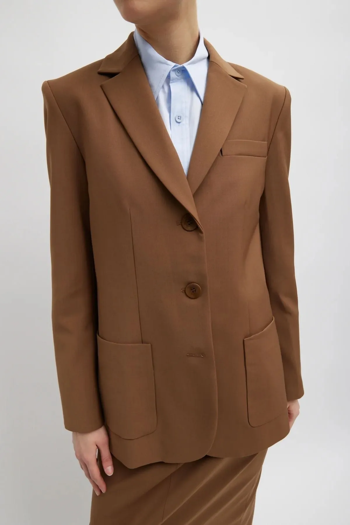 Womens Tibi Tibi Tropical Wool Max Blazer - Toffee