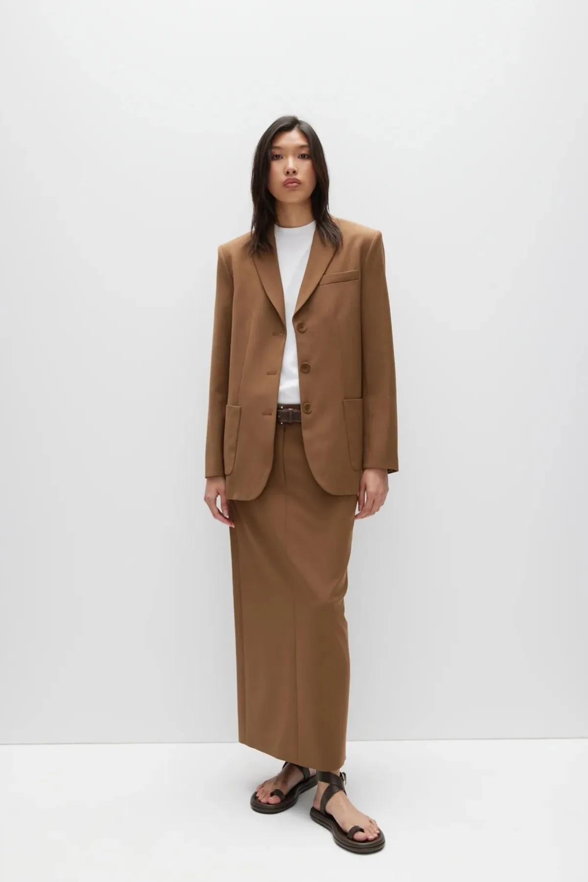 Womens Tibi Tibi Tropical Wool Max Blazer - Toffee