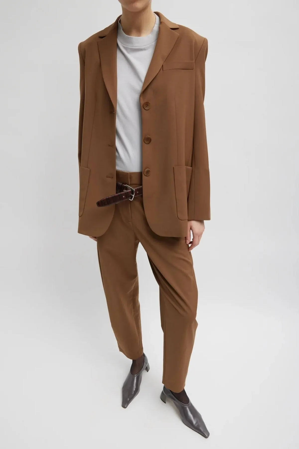 Womens Tibi Tibi Tropical Wool Max Blazer - Toffee
