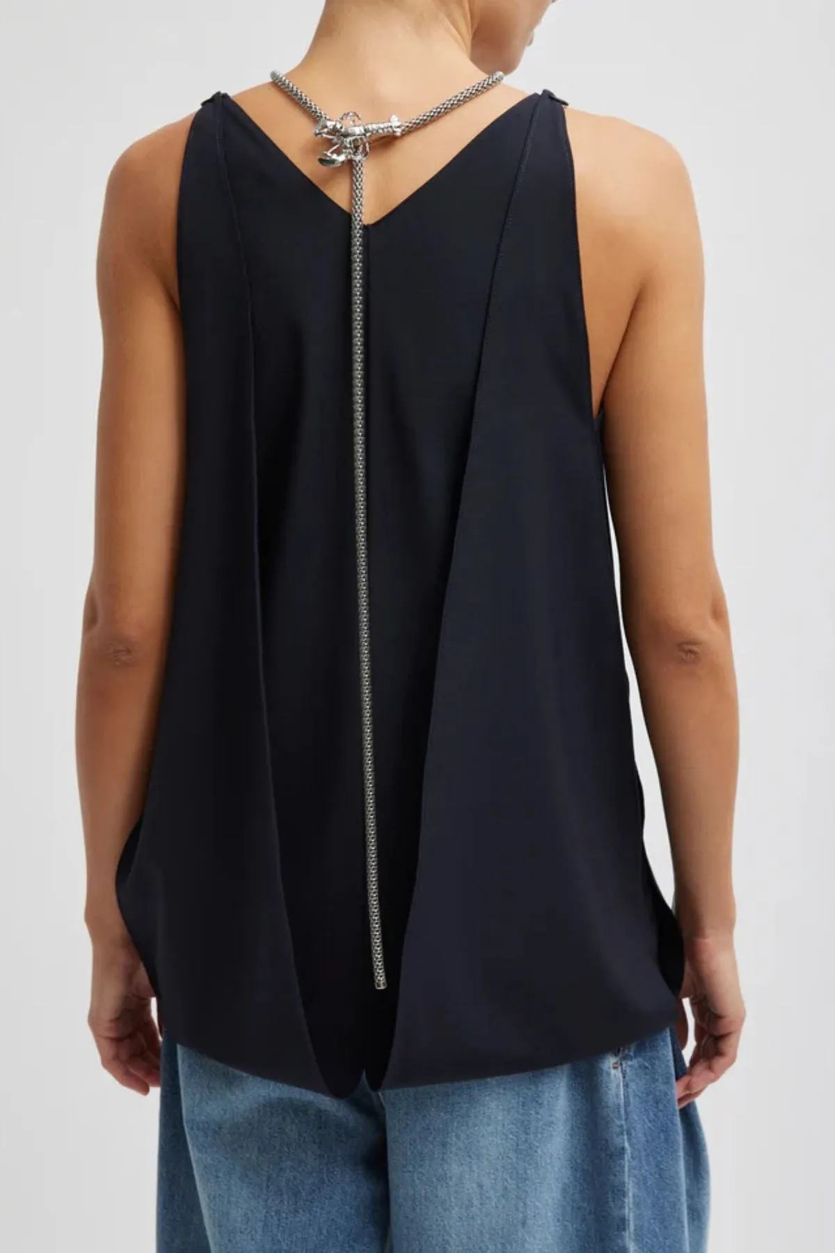 Womens Tibi Tibi Tropical Wool Paneled Tunic - Navy