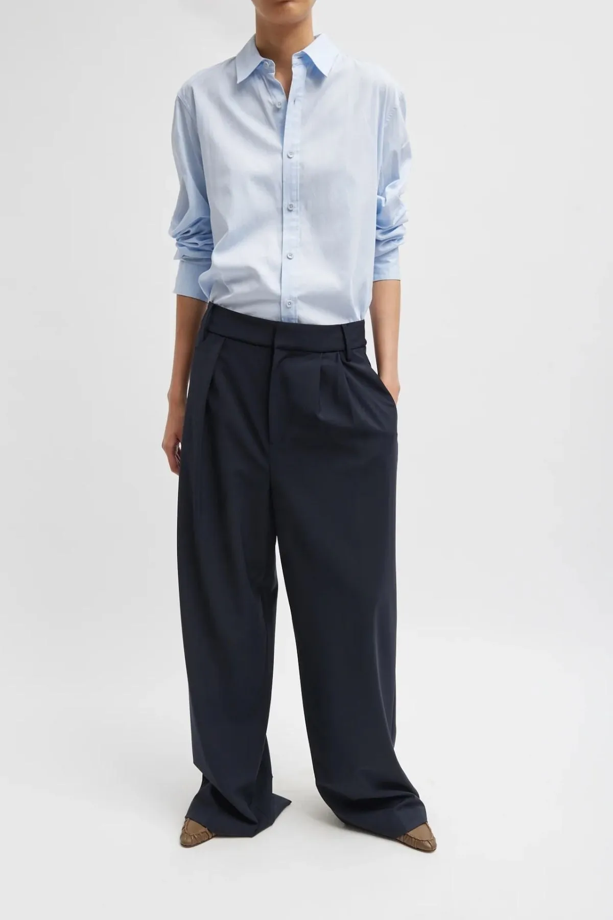 Womens Tibi Tibi Tropical Wool Stella Pant - Navy