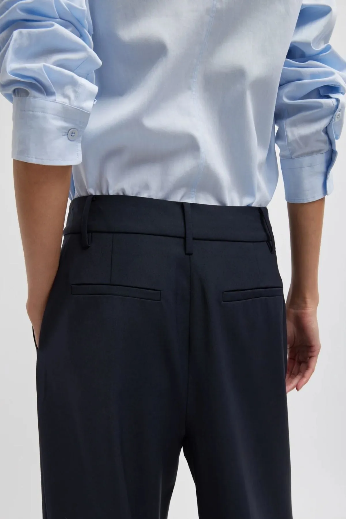 Womens Tibi Tibi Tropical Wool Stella Pant - Navy