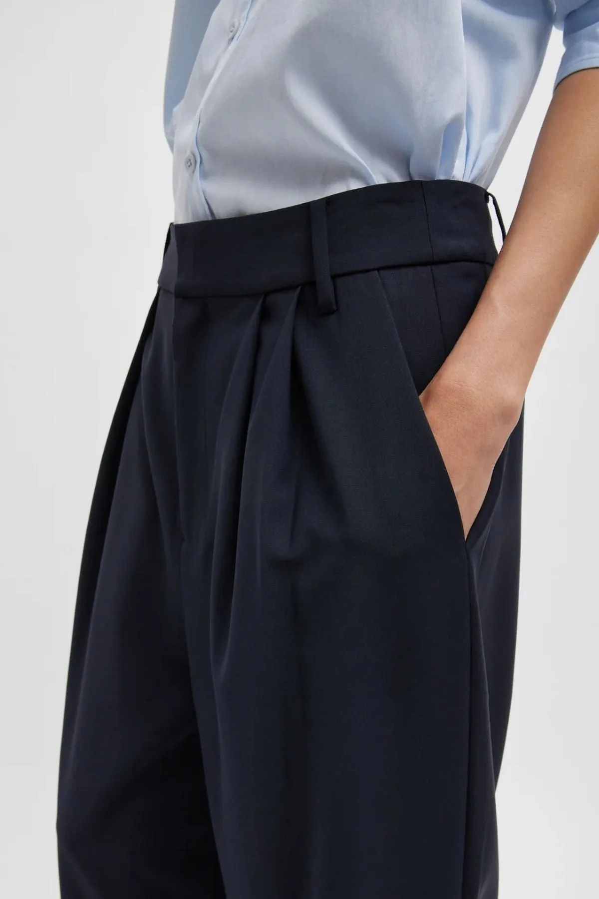 Womens Tibi Tibi Tropical Wool Stella Pant - Navy