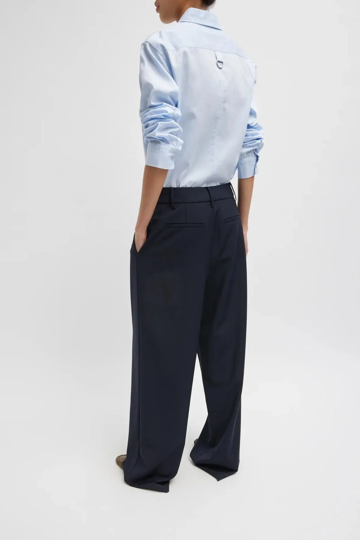 Womens Tibi Tibi Tropical Wool Stella Pant - Navy